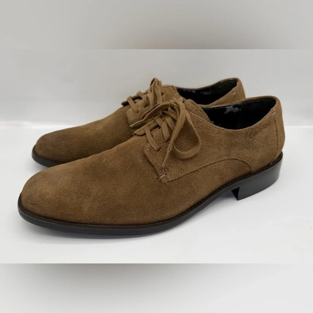 Calvin Klein Men's Size 9 Tan Suede Derby Dress Casual Oxford Shoes